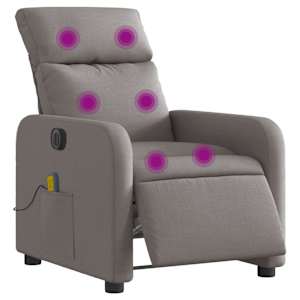 Elektrické masážní polohovací křeslo taupe textil - obrázek 3