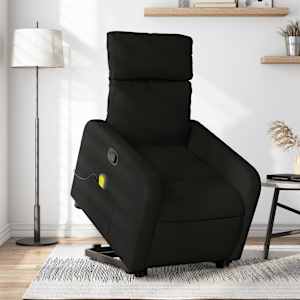 Masažni naslanjač s funkcijo vstajanja črno blago