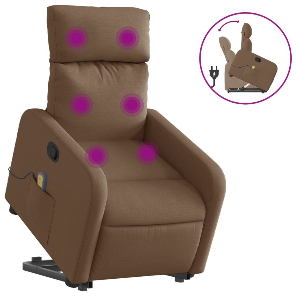 Thumbnail - vidaXL Massagesessel mit Aufstehhilfe Braun Stoff