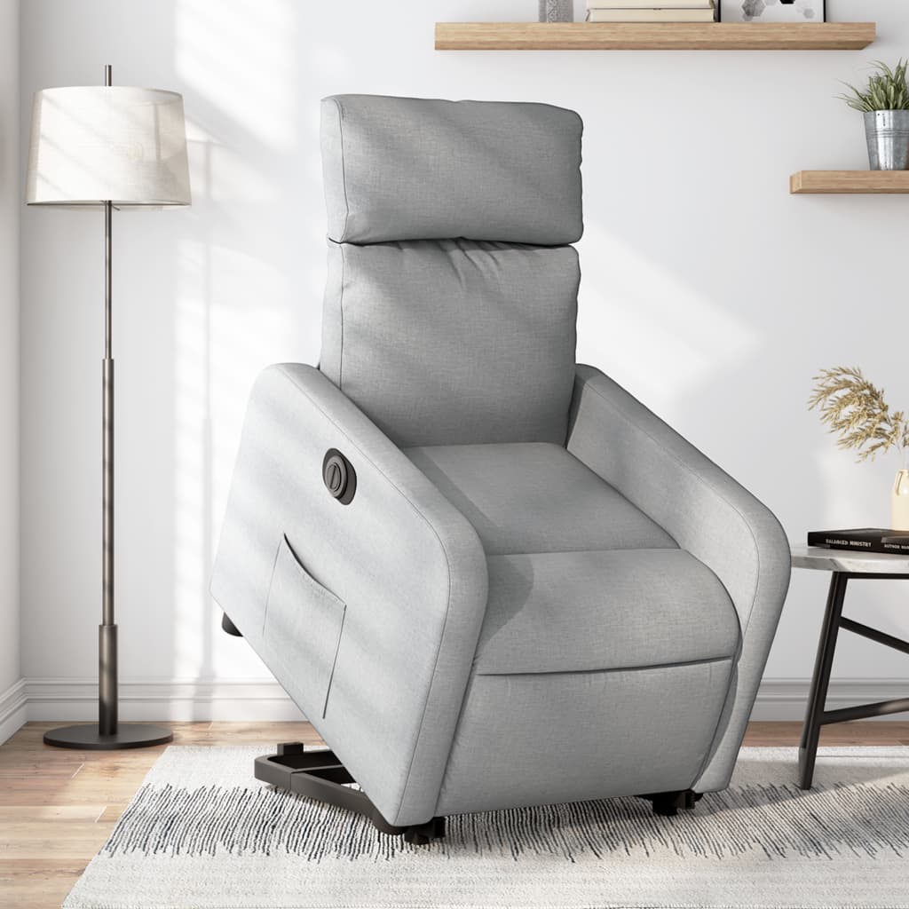 vidaXL Relaxsessel mit Aufstehhilfe Elektrisch Hellgrau Stoff