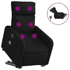 Elektrické zvedací masážní polohovací křeslo černé textil - obrázek 2