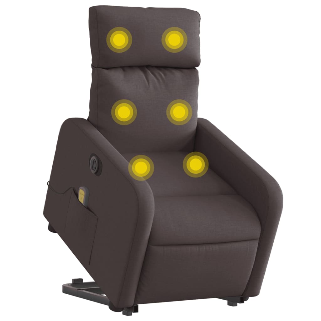 Thumbnail - vidaXL Elektrischer Massagesessel mit Aufstehhilfe Dunkelbraun Stoff