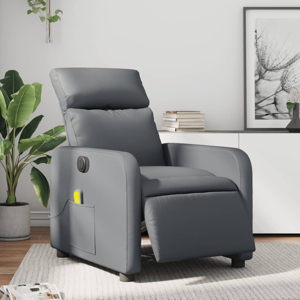 vidaXL Massagesessel Elektrisch Grau Kunstleder