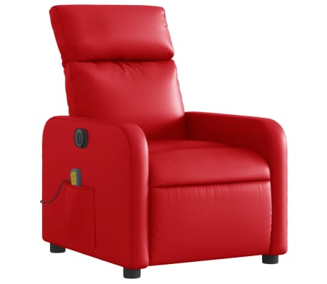 vidaXL Sillón de masaje reclinable eléctrico de cuero artificial rojo