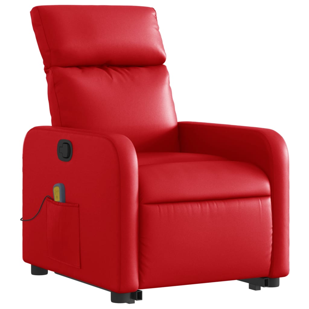 vidaXL Sillón reclinable de masaje de pie cuero artificial rojo