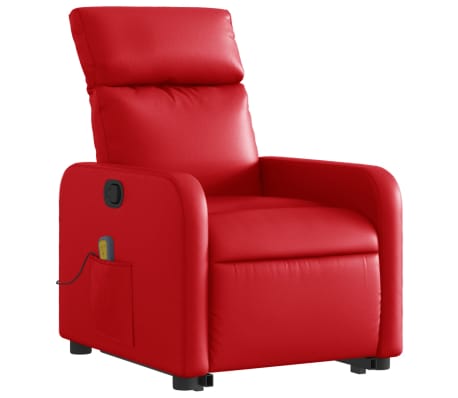 vidaXL Sillón reclinable de masaje de pie cuero artificial rojo