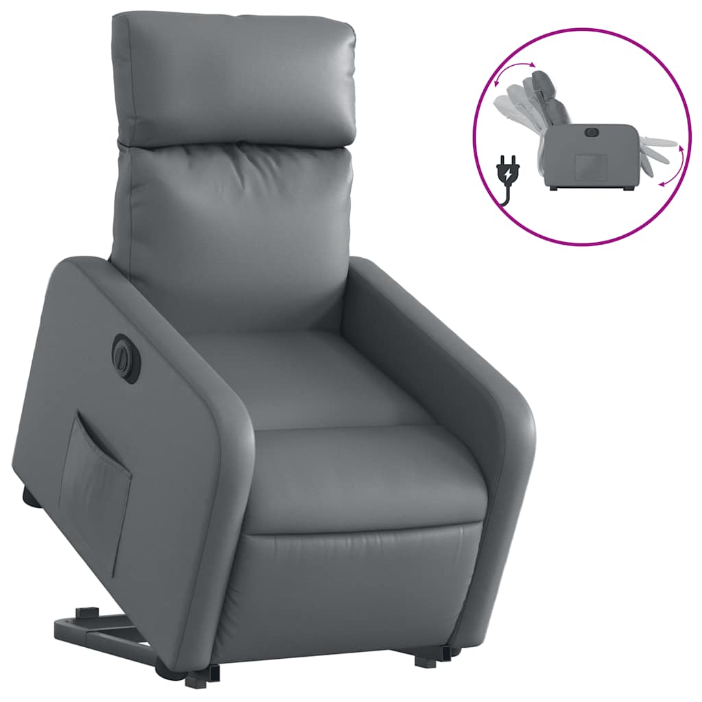 vidaXL Elektrické zvedací polohovací křeslo šedé umělá kůže