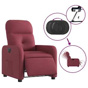 Elektrické polohovací křeslo vínové textil - obrázek 6