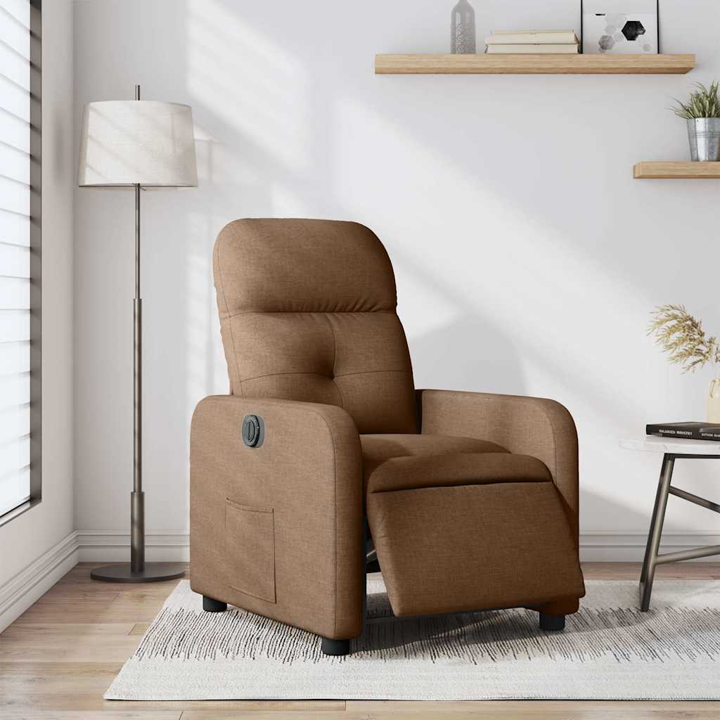 Elektrické polohovací křeslo hnědé textil - obrázek 15