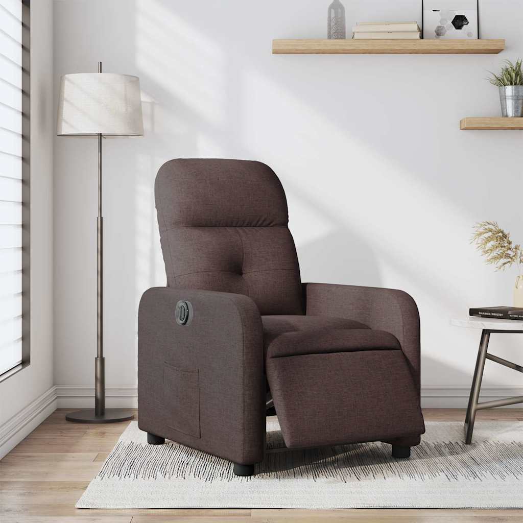 Elektrické polohovací křeslo tmavě hnědé textil - obrázek 15