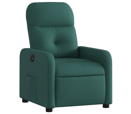 vidaXL Sillón reclinable eléctrico tela verde oscuro