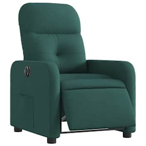 vidaXL Sill&oacute;n reclinable el&eacute;ctrico tela verde oscuro