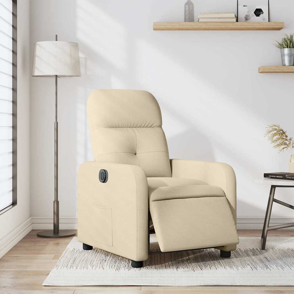 Elektrické polohovací křeslo krémové textil - obrázek 15