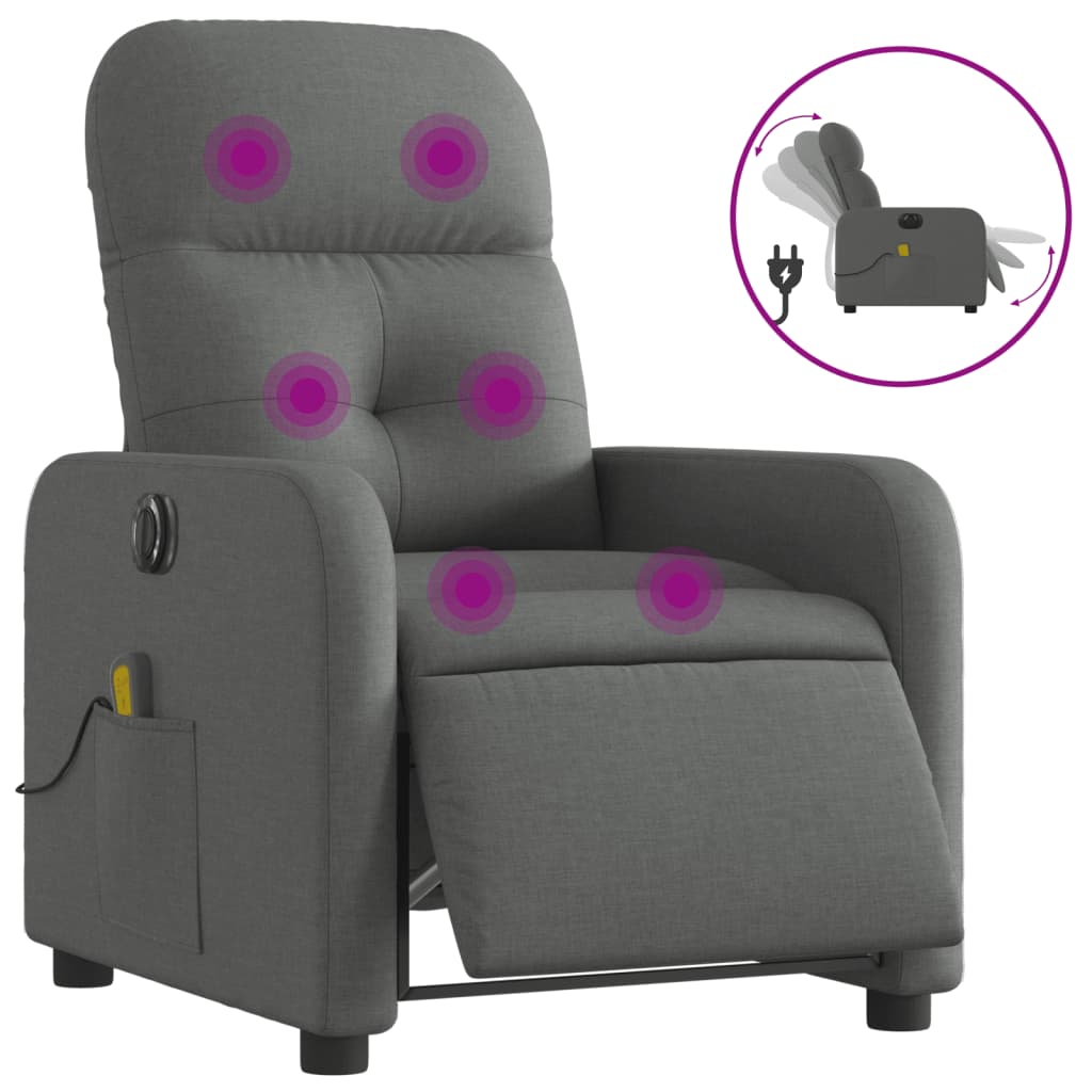 Thumbnail - vidaXL Massagesessel Elektrisch Dunkelgrau Stoff