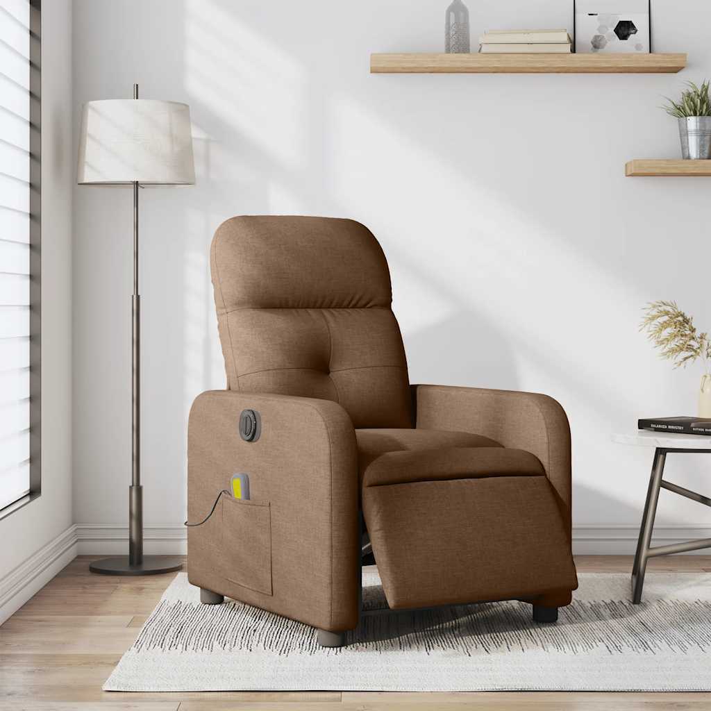Elektrické masážní polohovací křeslo hnědé textil - obrázek 15