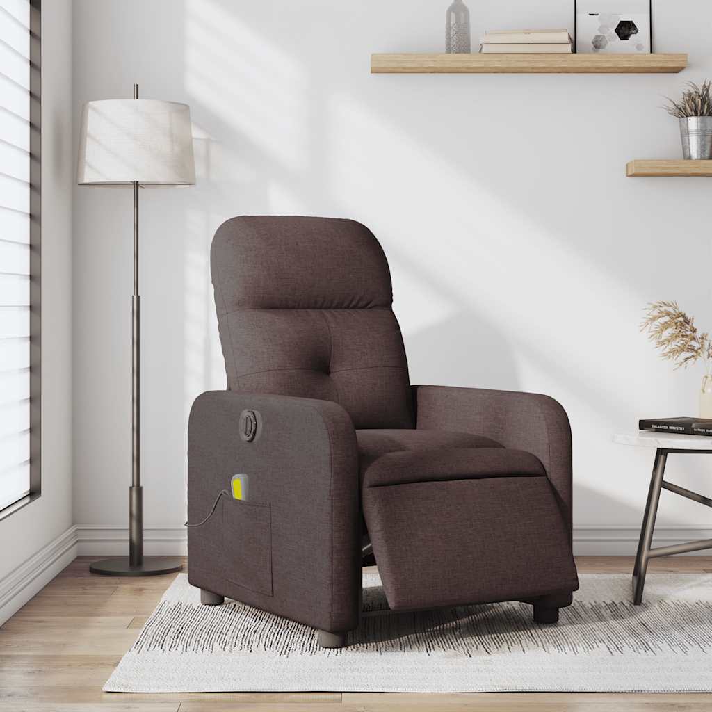 Elektrické masážní polohovací křeslo tmavě hnědé textil - obrázek 15