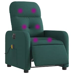 vidaXL Fauteuil de massage inclinable &eacute;lectrique Vert fonc&eacute; Tissu