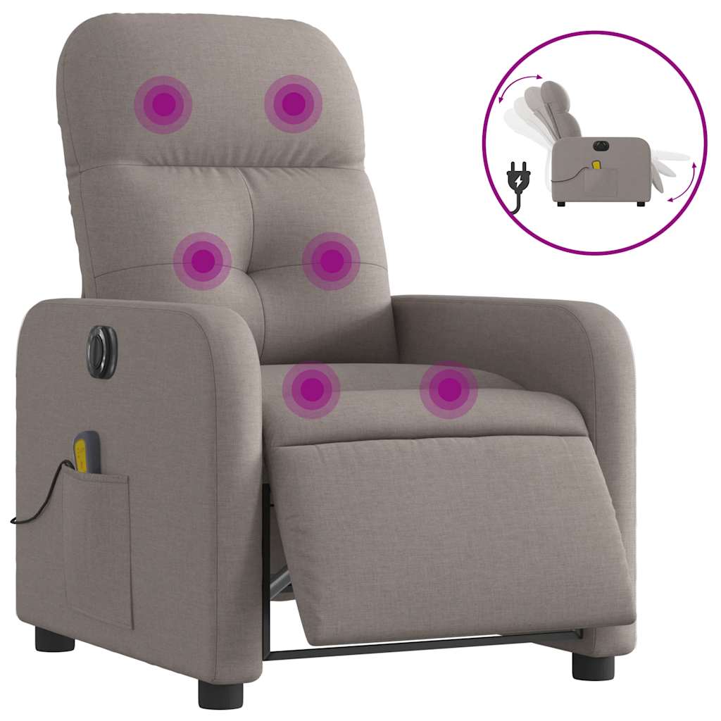 vidaXL Elektrické masážní polohovací křeslo taupe textil
