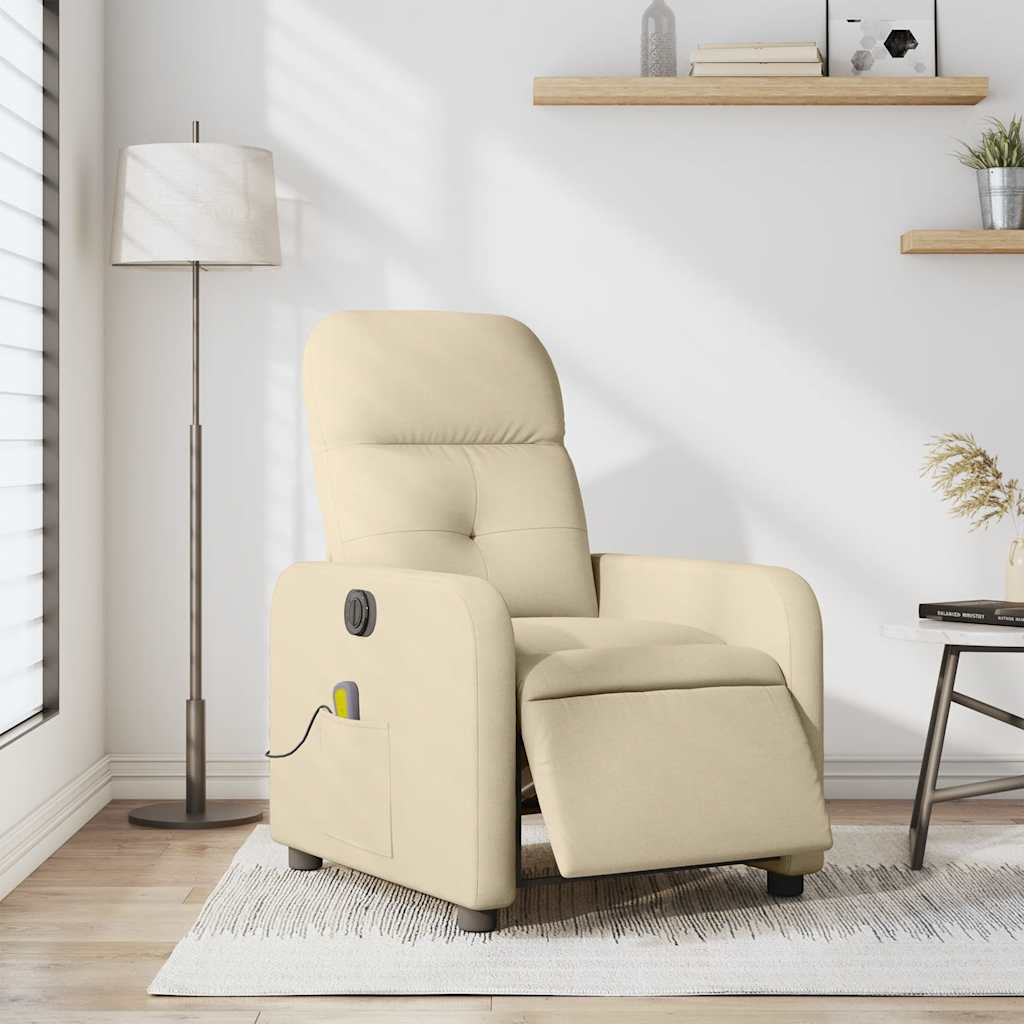 Elektrické masážní polohovací křeslo krémové textil - obrázek 15