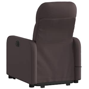 Zvedací masážní polohovací křeslo tmavě hnědé textil - obrázek 5