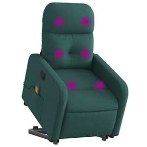 vidaXL Fauteuil inclinable de massage Vert fonc&eacute; Tissu