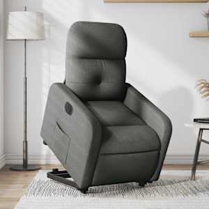 Električni naslanjač s funkcijo vstajanja temno siv