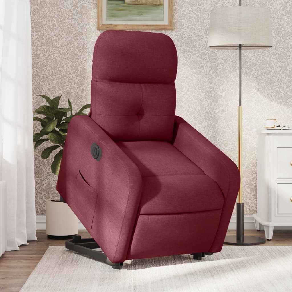 vidaXL Fauteuil inclinable électrique rouge bordeaux tissu