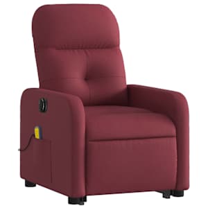 Elektrické zvedací masážní polohovací křeslo vínové textil - obrázek 4