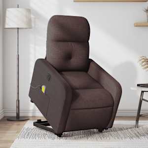Električni masažni naslanjač s funkcijo vstajanja temno rjav