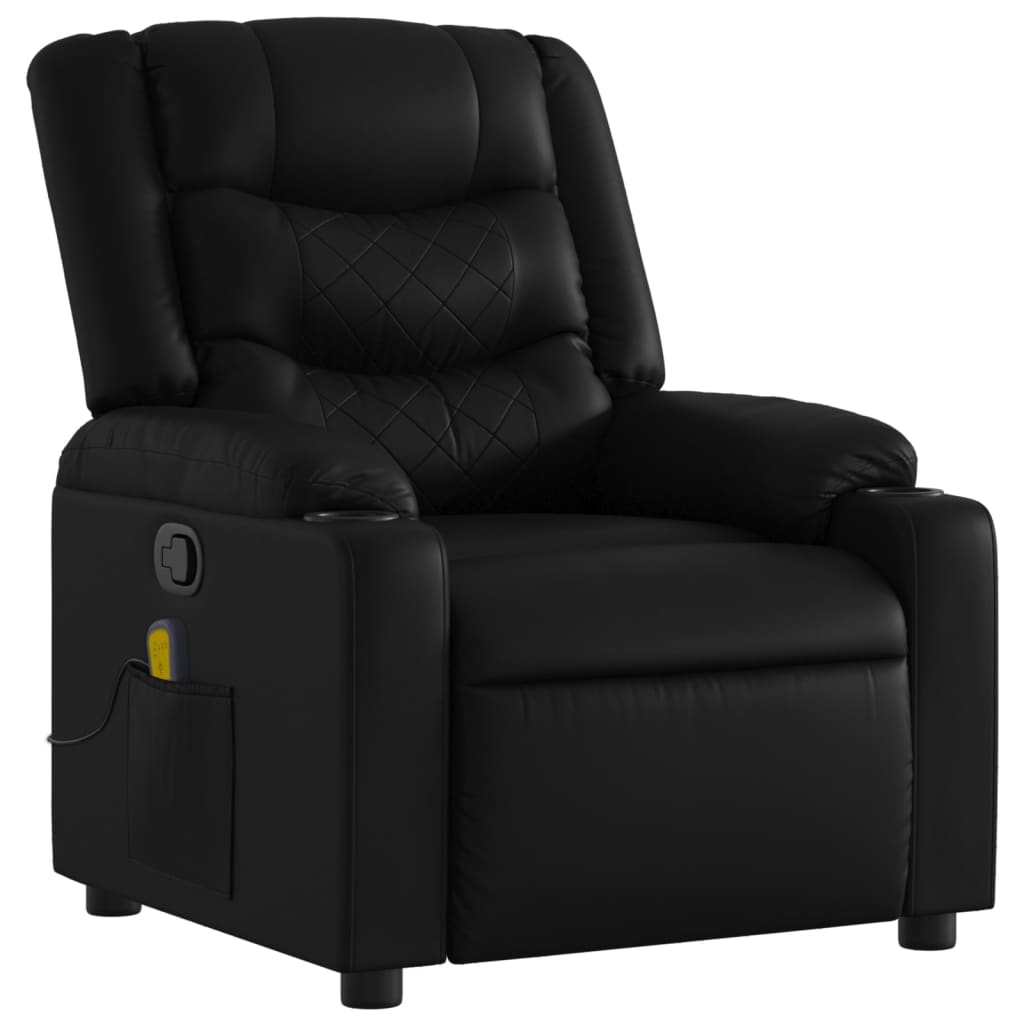 Massage Recliner Chair Adjustable Reclining Armchair Black Faux Leather vidaXL - Picture 5 of 12