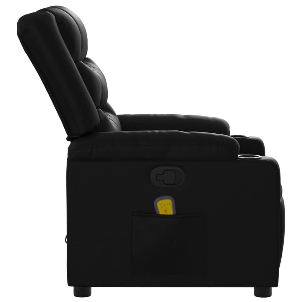 Massage Recliner Chair Adjustable Reclining Armchair Black Faux Leather vidaXL - Picture 9 of 12