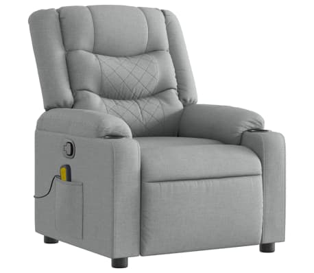 vidaXL Massage Recliner Chair Light Gray Fabric