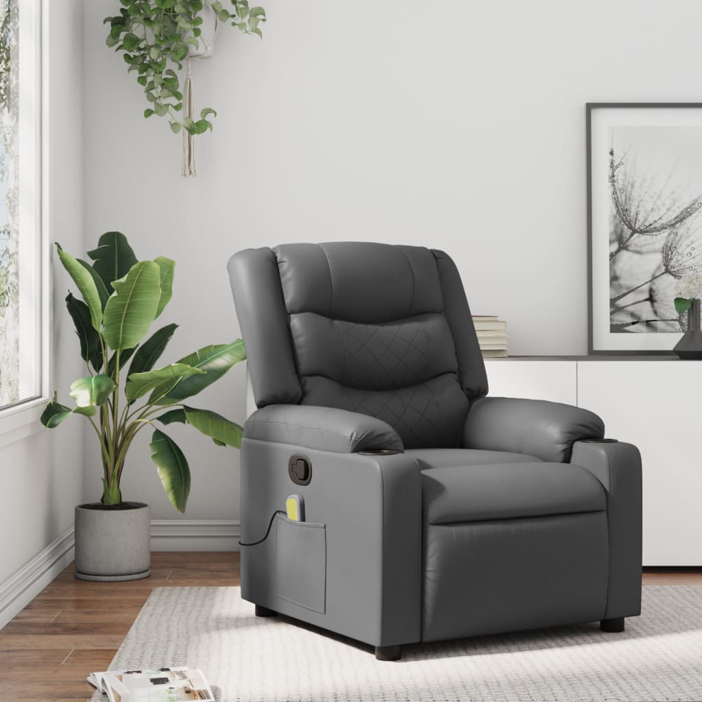 vidaXL Massagesessel Relaxsessel Grau Kunstleder