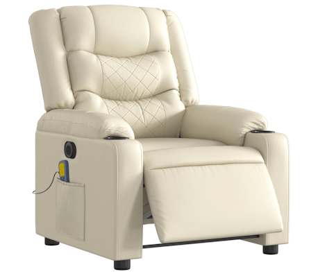 vidaXL Electric Massage Recliner Chair Cream Faux Leather