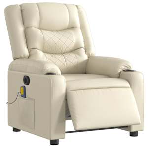 vidaXL Electric Massage Recliner Chair Cream Faux Leather