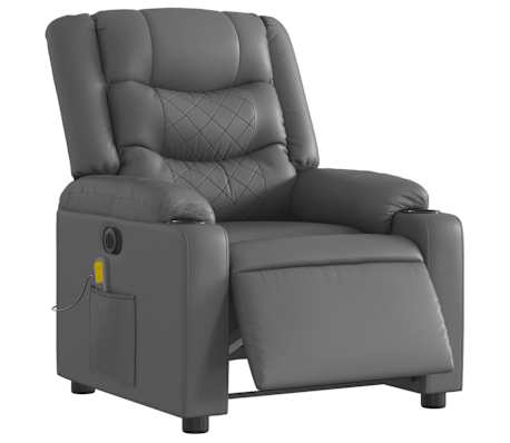 vidaXL Electric Massage Recliner Chair Gray Faux Leather