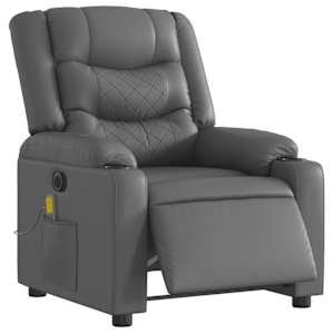 vidaXL Electric Massage Recliner Chair Gray Faux Leather