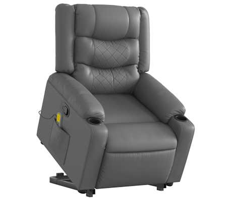vidaXL Stand up Massage Recliner Chair Gray Faux Leather