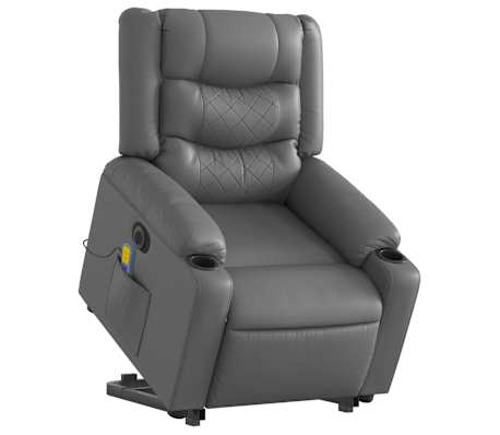 vidaXL Electric Stand up Massage Recliner Chair Grey Faux Leather