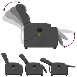 Masážní křeslo s polohovacím mechanismem, tmavě šedé, látkové - obrázek 5