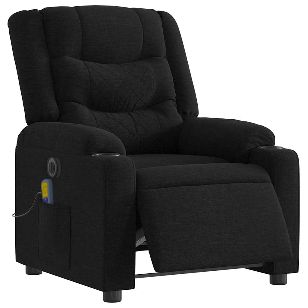 vidaXL Fauteuil inclinable de massage électrique noir tissu