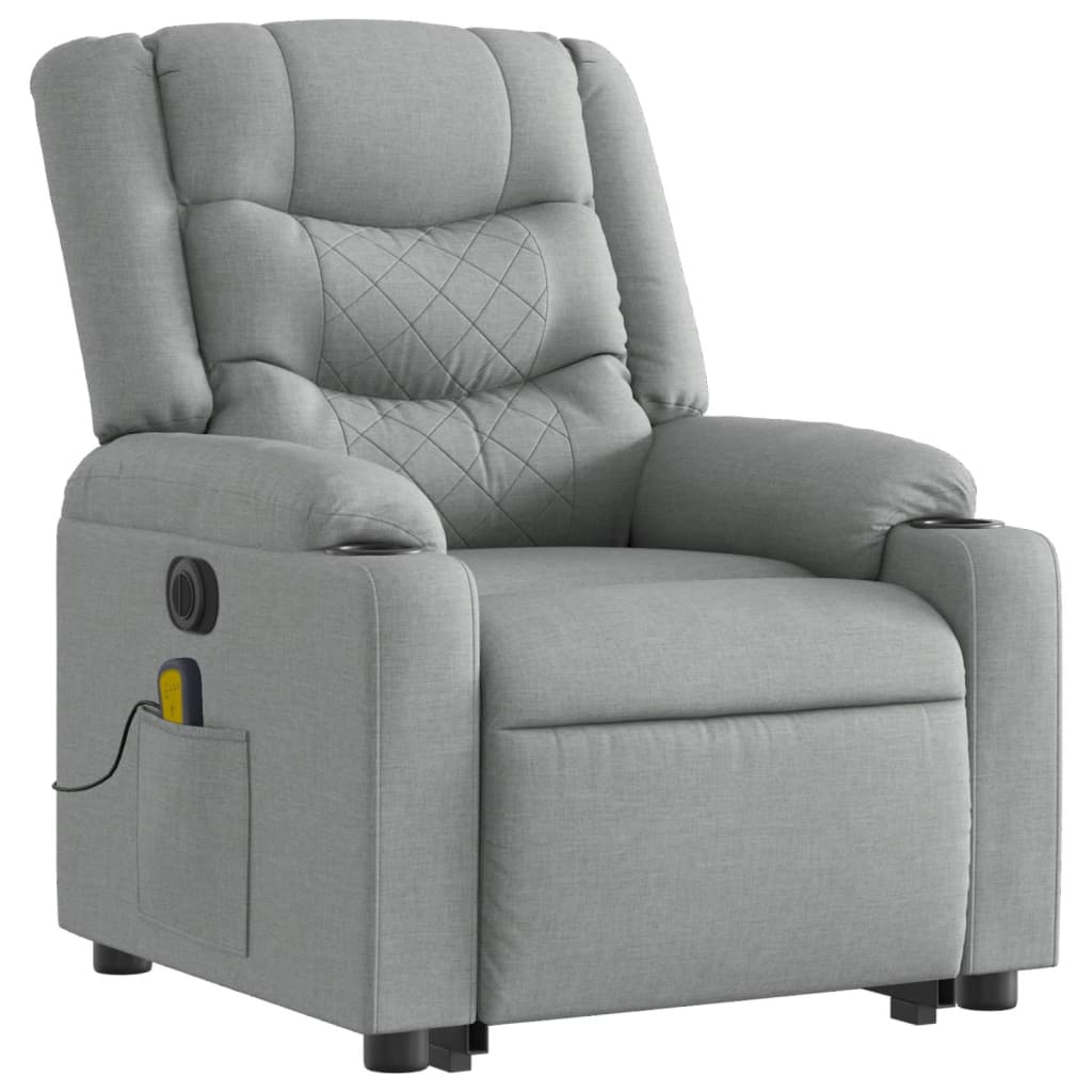 vidaXL Electric Stand up Massage Recliner Chair Light Grey Fabric