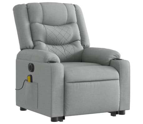 vidaXL Electric Stand up Massage Recliner Chair Light Gray Fabric