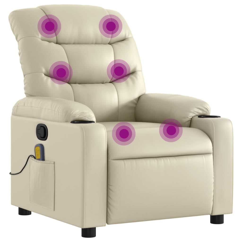 Image of vidaXL Massage Recliner Chair Cream Faux Leather