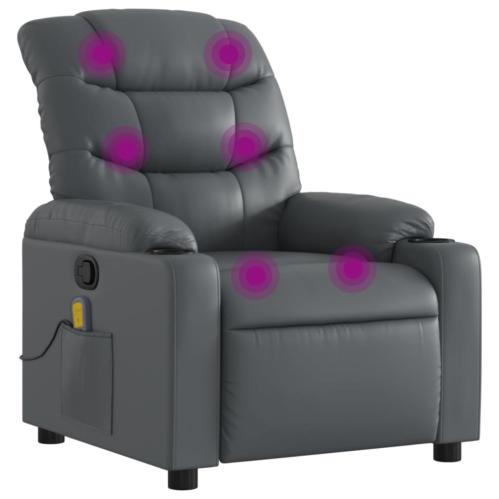 vidaXL Massage Recliner Chair Gray Faux Leather