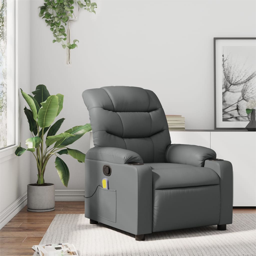 vidaXL Massagesessel Relaxsessel Grau Kunstleder