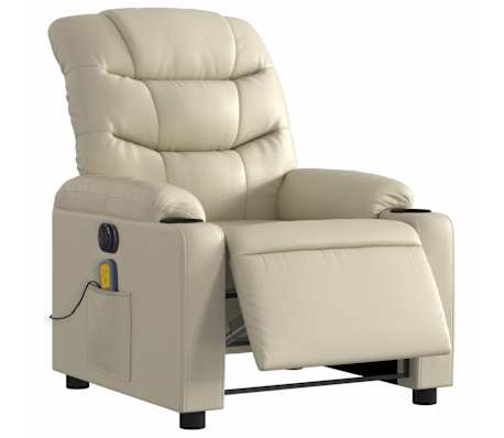 vidaXL Electric Massage Recliner Chair Cream Faux Leather