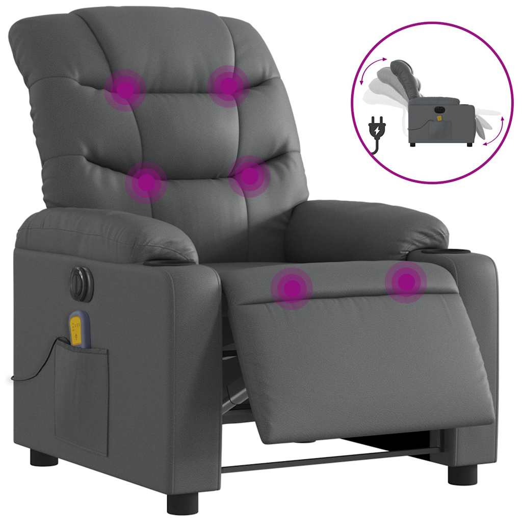 Electric Massage Recliner Chair Gray Faux leather, metal, plywood