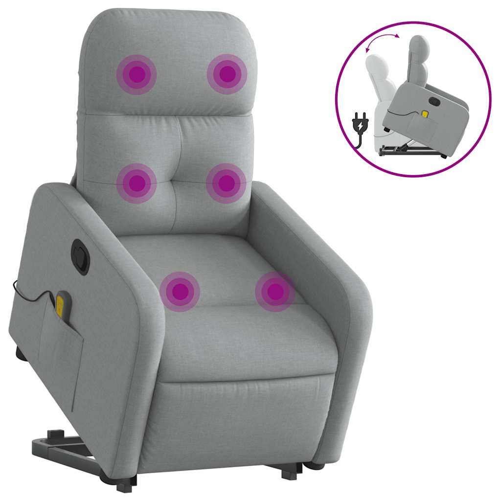 VidaXL Fauteuil Inclinable De Massage Gris Clair Tissu