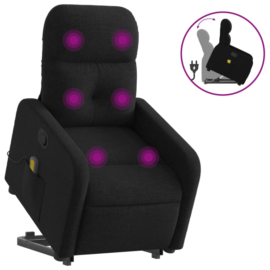 VidaXL Fauteuil Inclinable De Massage Noir Tissu